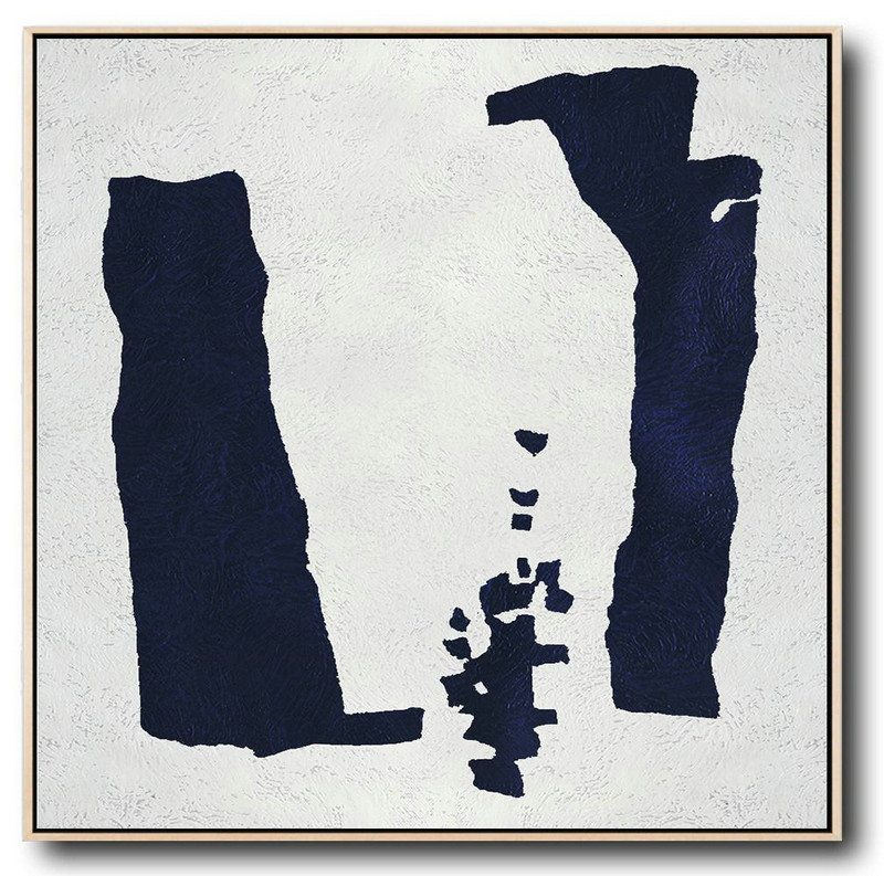 Handmade Large Painting,Hand Painted Navy Minimalist Painting On Canvas,Extra Large Canvas Art,Handmade Acrylic Painting